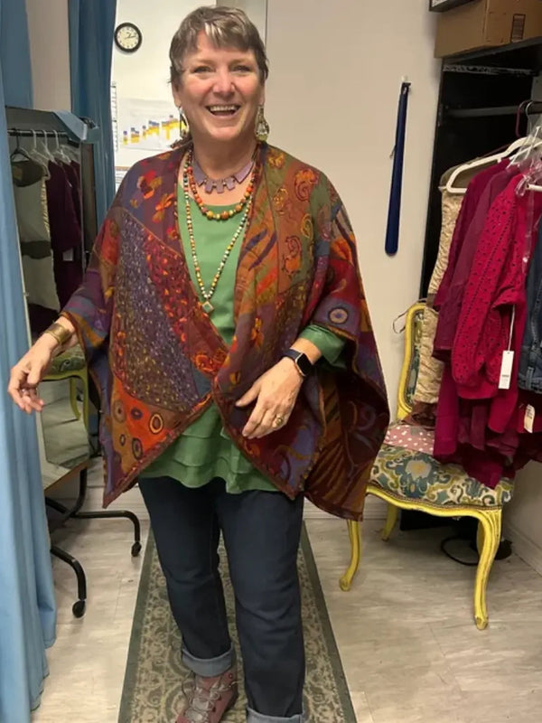 NEW ! Samaya Regular Poncho in Reversible Autumn colors
