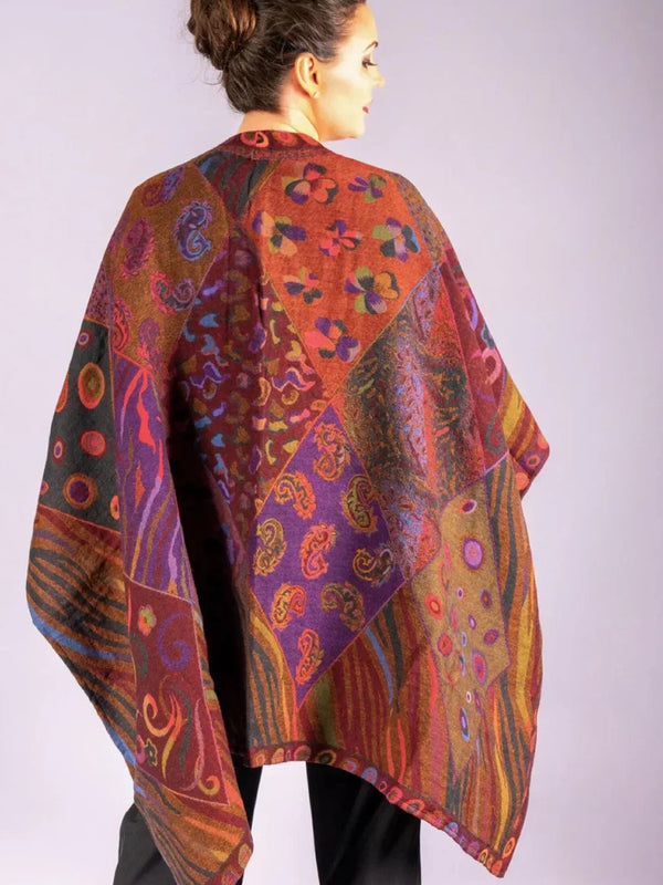 Samaya Regular Poncho in Reversible Plum colors
