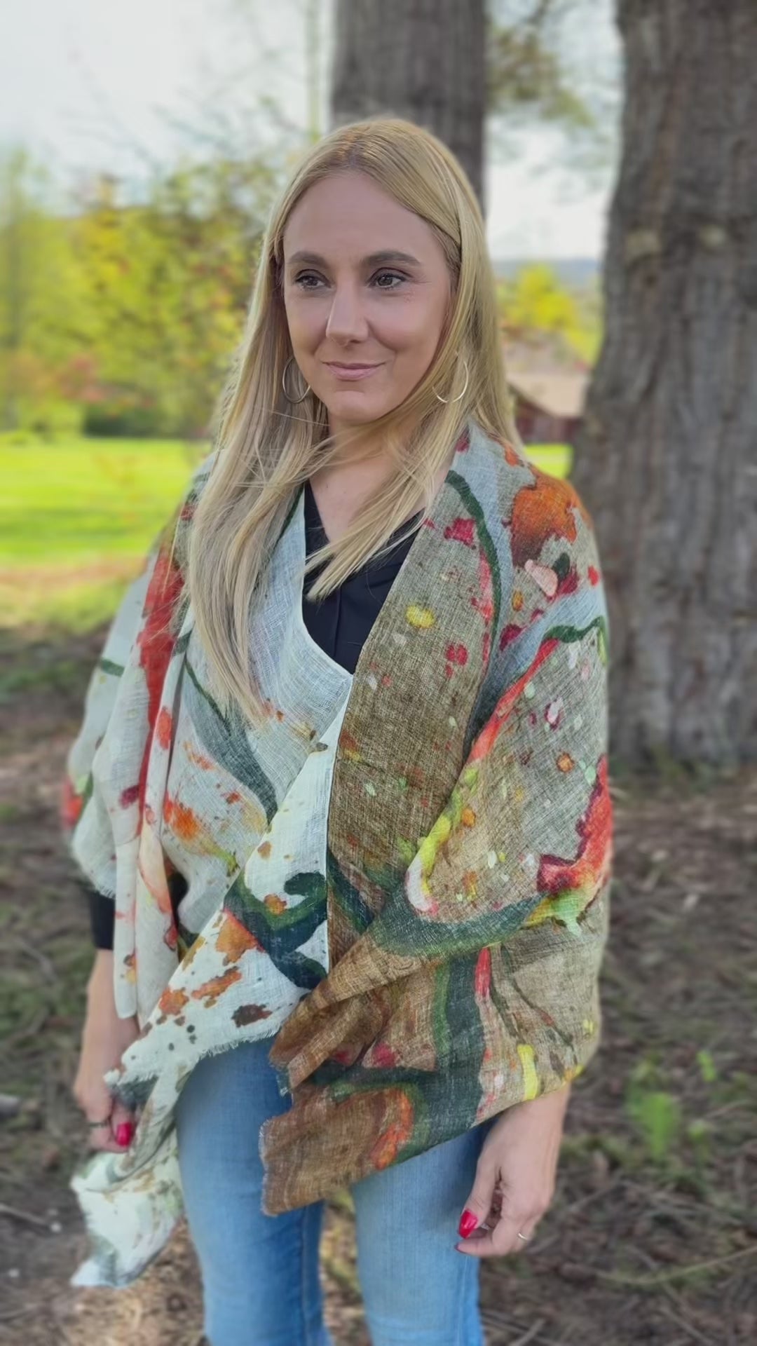 Linen Poncho~ Beige brown