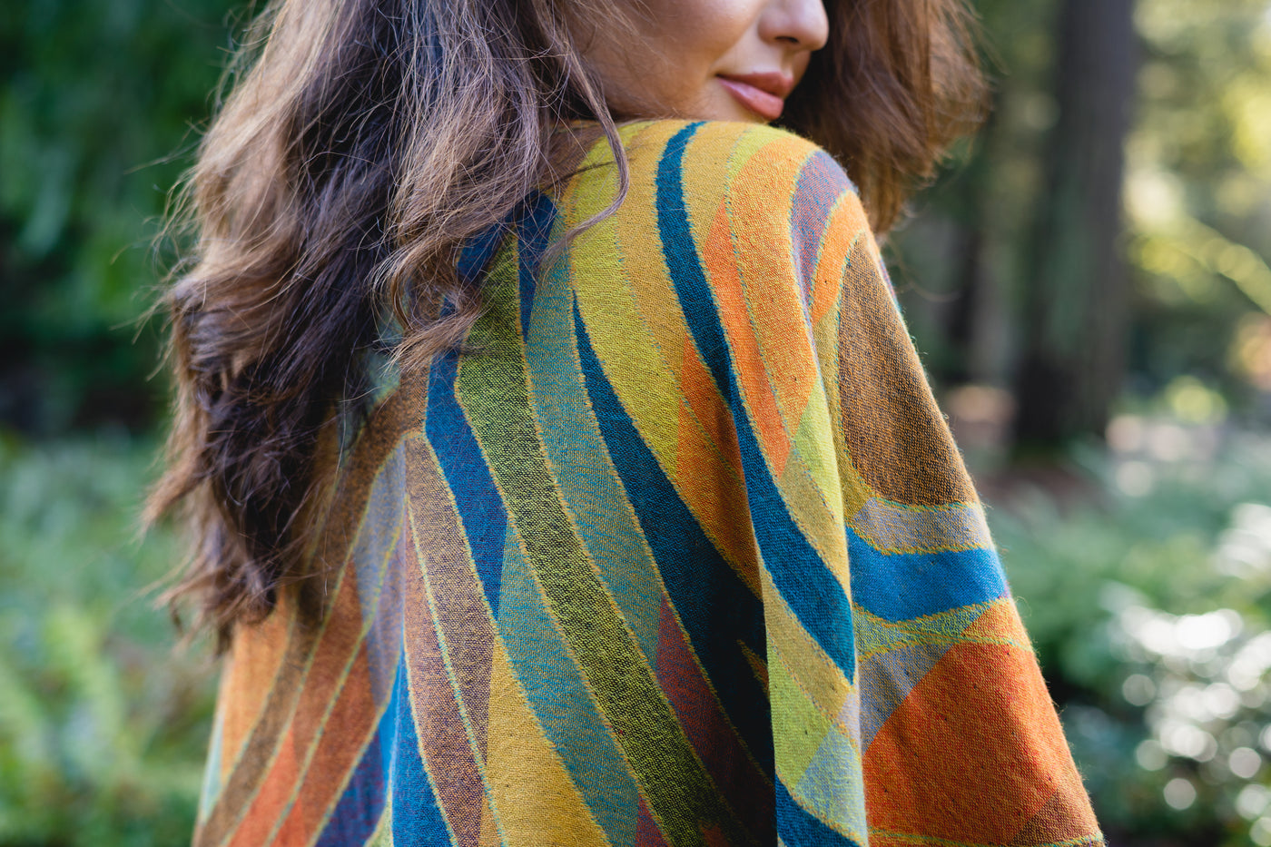 Pure Merino Boiled Wool Reversible Poncho Citron Colors Regular Size plus FREE Bag with Purchase !