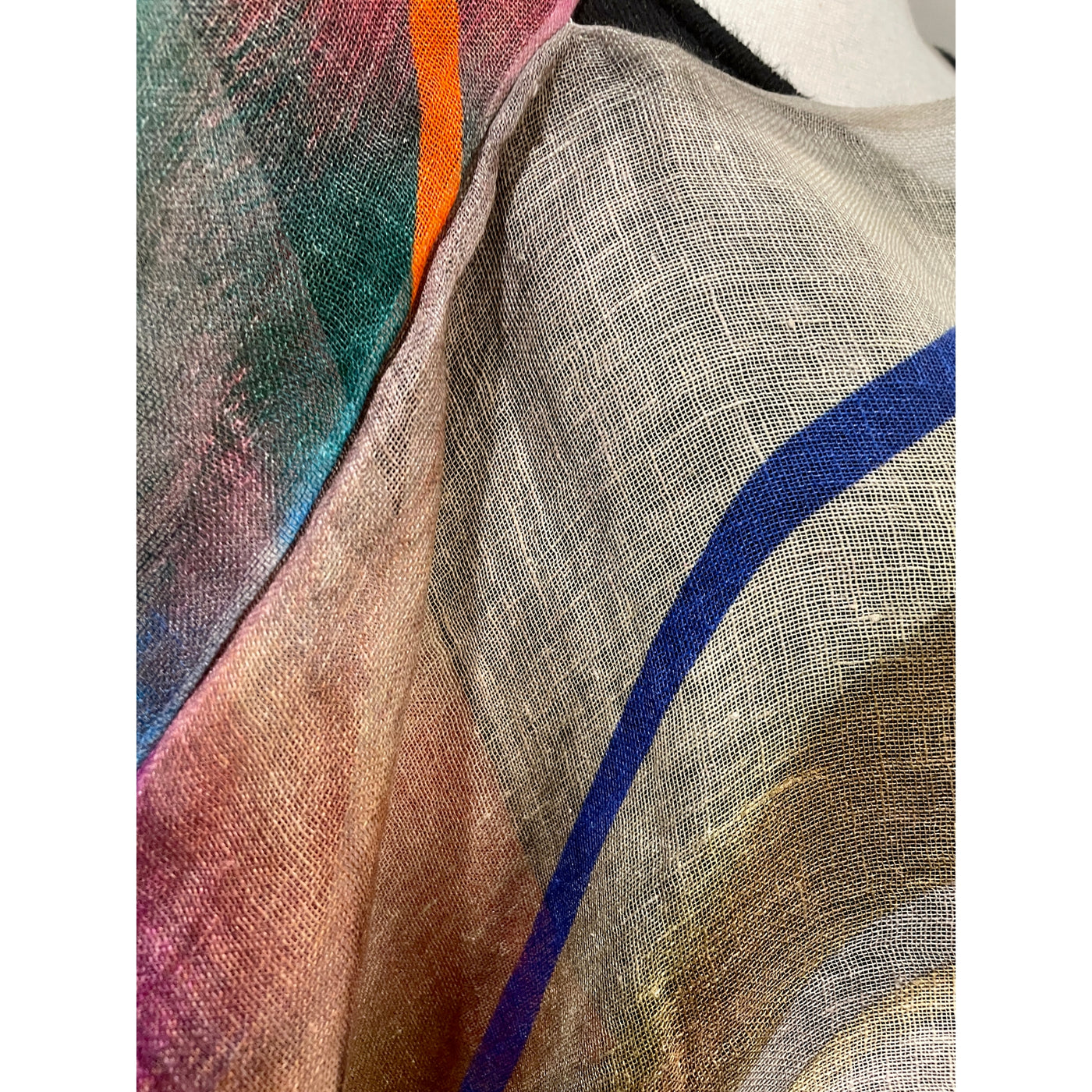 732/C Linen Cape in Abstract Watercolor Patterns
